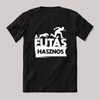 A futás hasznos feliratos fekete póló.