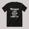 Magyar vagyok, túléltem a MÁV-ot. Magyaros vicces fekete póló.