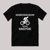 Kerékpározom tehát vagyok. Feliratos fekete vicces póló.