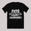 Futó vagyok, mi a szupererőd? Feliratos fekete vicces póló.
