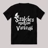 Szakács vagyok nem varázsló. Feliratos fekete vicces póló.