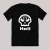 Hell, shell márkaparódia. Feliratos fekete vicces póló.