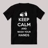 Keep calm wash your hands. Feliratos fekete vicces póló.