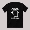 Covid túlélőcsomag WC-papír. Feliratos fekete vicces póló.