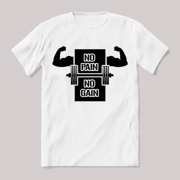 No pain no gain feliratos fehér póló második verzió