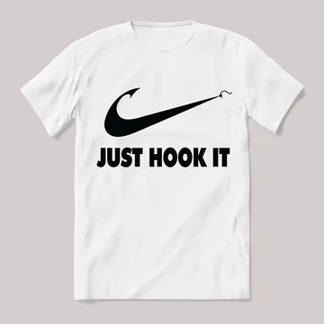 Just hook it, Nike paródia horgász fehér póló