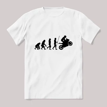 Motoros evolúció fehér póló.