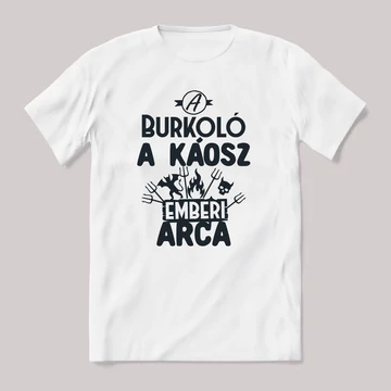 Villanyszerelő, a káosz emberi arca. Fehér feliratos vicces szakmás póló.