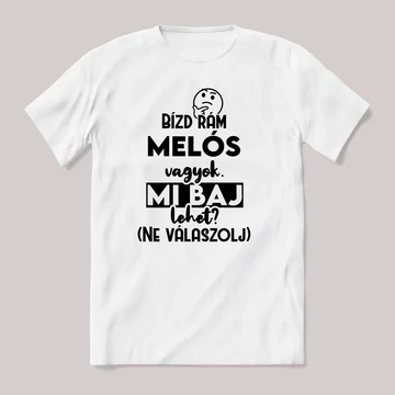 Bízd rám Melós vagyok, mi baj lehet? Fehér feliratos vicces szakmás póló.