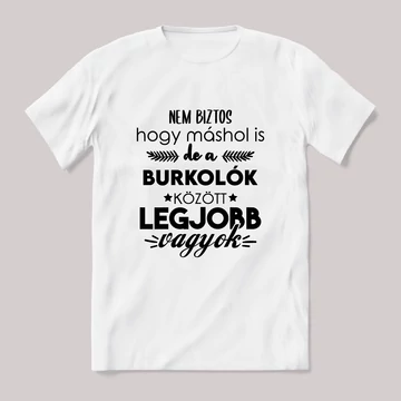 A burkolók közt a legjobb vagyok. Fehér feliratos vicces szakmás póló.