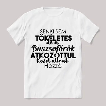 Senki sem tökéletes csak a buszsofőrök. Feliratos fehér póló.