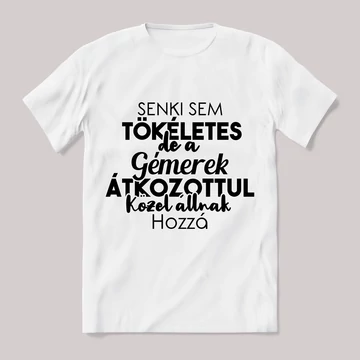 Senki sem tökéletes csak a gamerek. Feliratos fehér póló.
