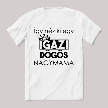 Így néz ki egy dögös nagymama. Feliratos fehér póló.