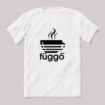 Függő adidas kávé paródia. Feliratos fehér póló.