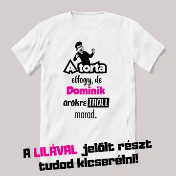 A torta elfogy a nevnapos örökre troll marad. Fehér névnapos feliratos vicces póló.