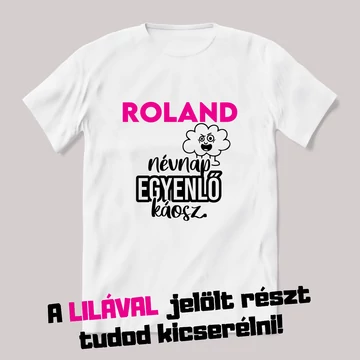 Névnap egyenlő káosz. Fehér névnapos feliratos vicces póló.