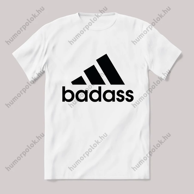 Badass, adidas paródia fehér póló