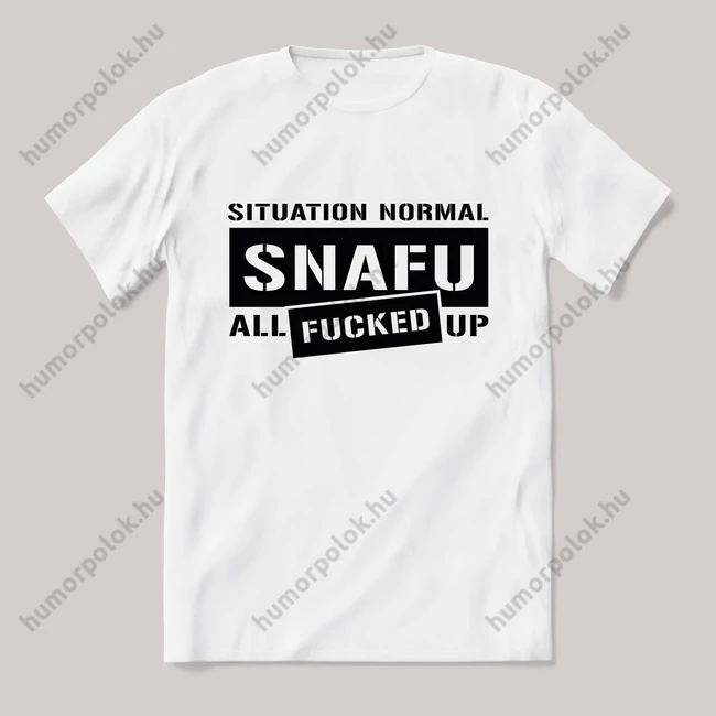Snafu dizájn fehér póló