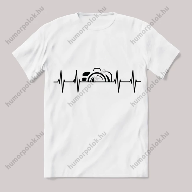 Fotós póló. Fehér feliratos vicces póló.