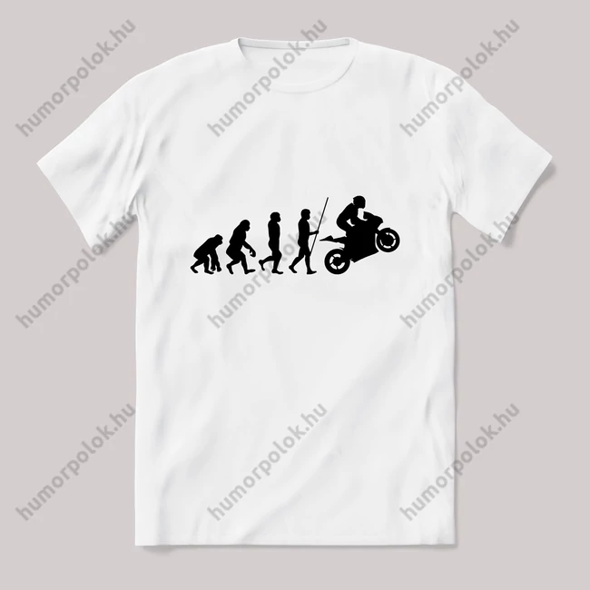 Motoros evolúció fehér póló.