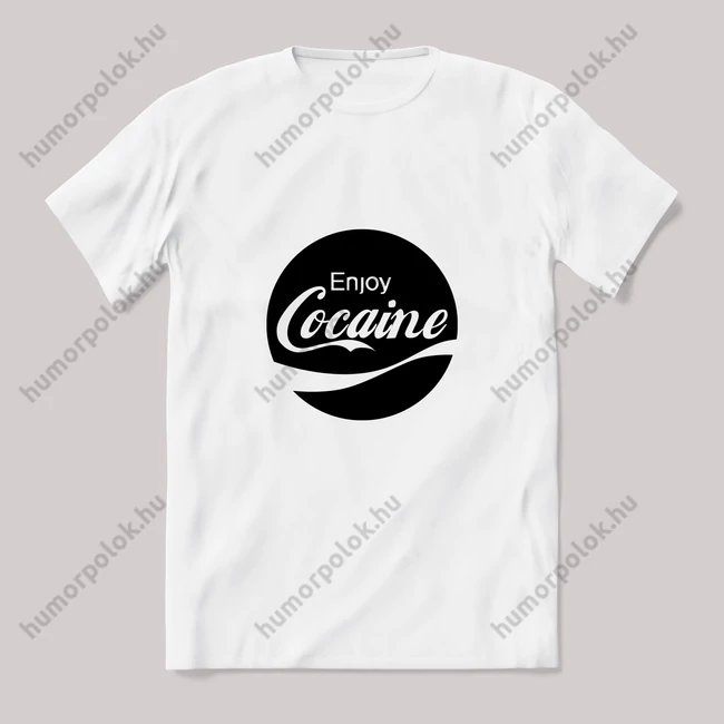Enjoy Cocaine cocacola paródia fehér póló