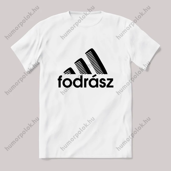 Fodrász adidas paródia. fehér póló