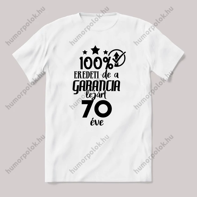 100% eredeti, de a garancia 70 éve lejárt. Fehér feliratos vicces szülinapos póló.
