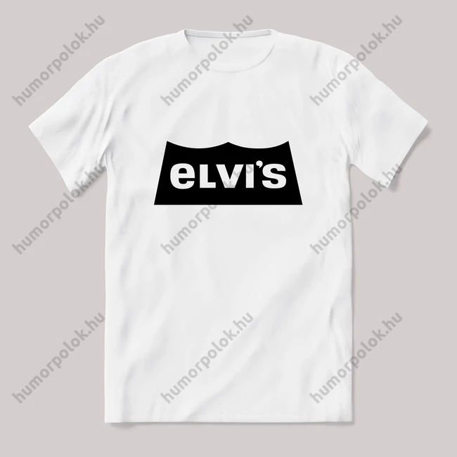 Elvis, levis paródia. Feliratos fehér póló.