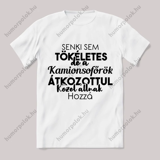 Senki sem tökéletes csak a kamionosok. Feliratos fehér póló.