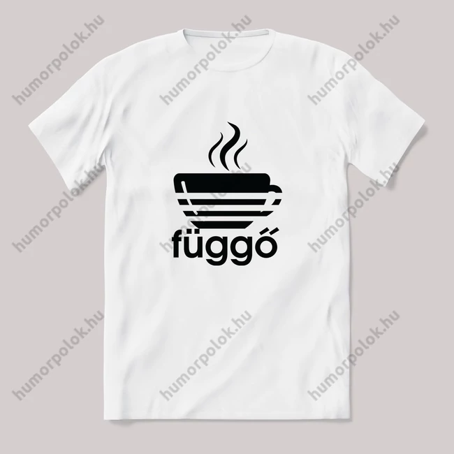 Függő adidas kávé paródia. Feliratos fehér póló.