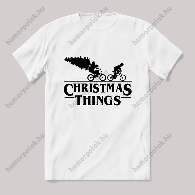 Christmas Things. Feliratos karácsonyi fehér póló.