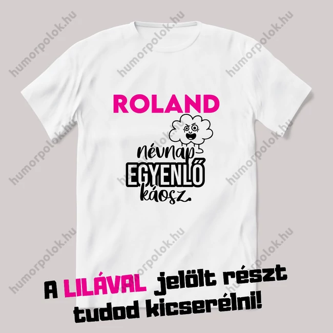 Névnap egyenlő káosz. Fehér névnapos feliratos vicces póló.