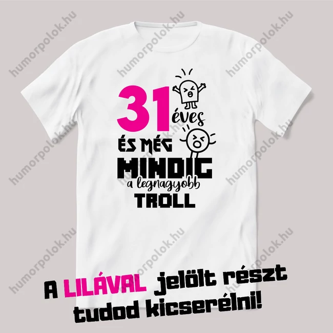 Még minidig a legnagyobb troll. Fehér szülinapos feliratos vicces póló.