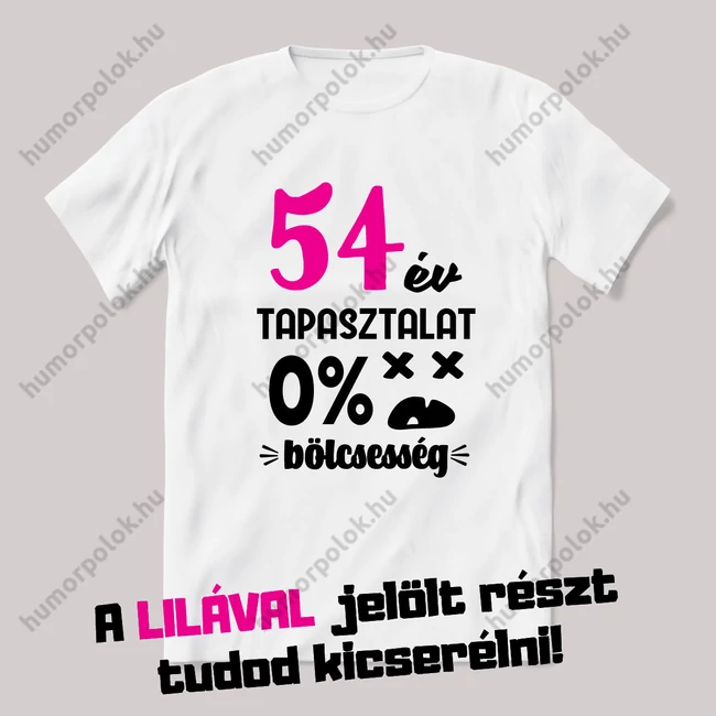 Enyi év tapasztalat, nulla  bölcsesség. Fehér szülinapos feliratos vicces póló.