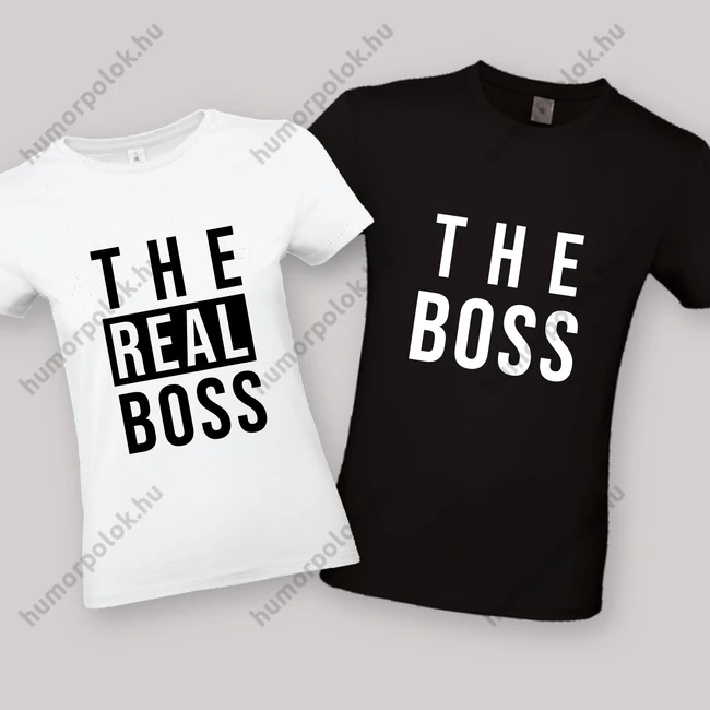 The boss, the real boss. Feliratos fehér páros póló.